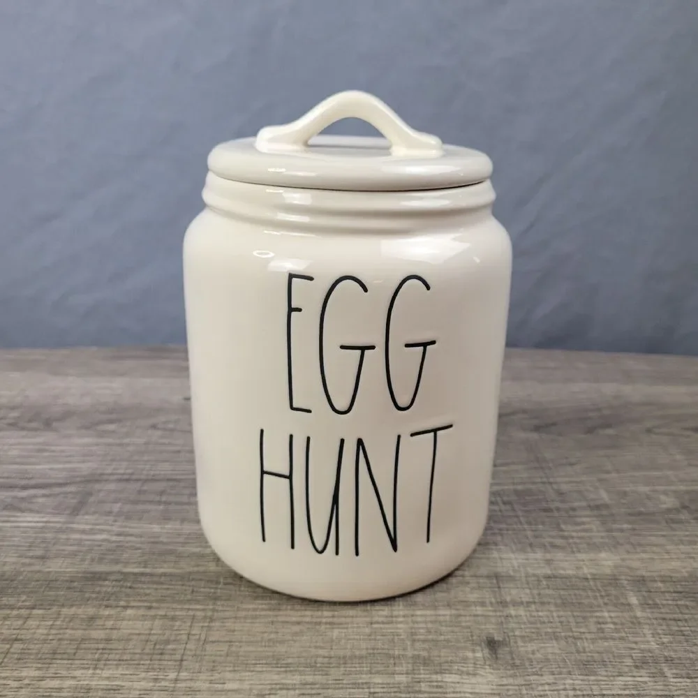 Rae Dunn Artisan Collection Farmhouse Minimilist Egg Hunt‎ Ceramic Canister